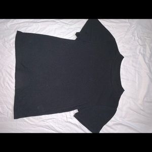 Black mock neck short sleeve top